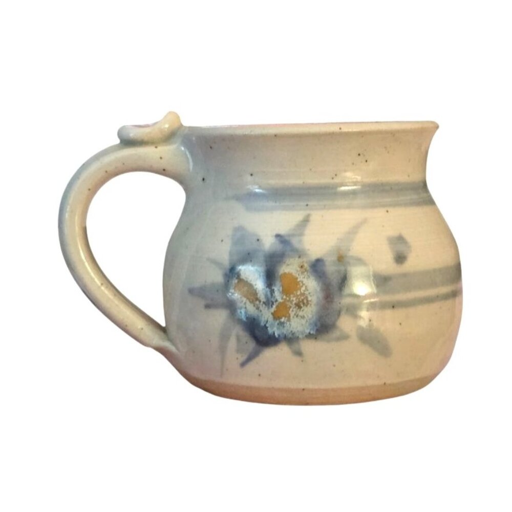 Vintage Pottery Mug Floral Glazed Stoneware Mug